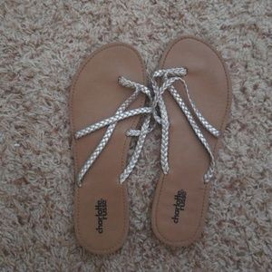 Silver braid strappy sandals